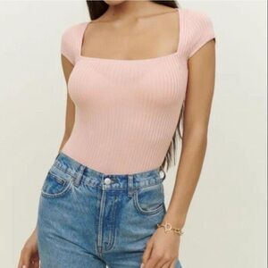 Reformation Bardot top in pink